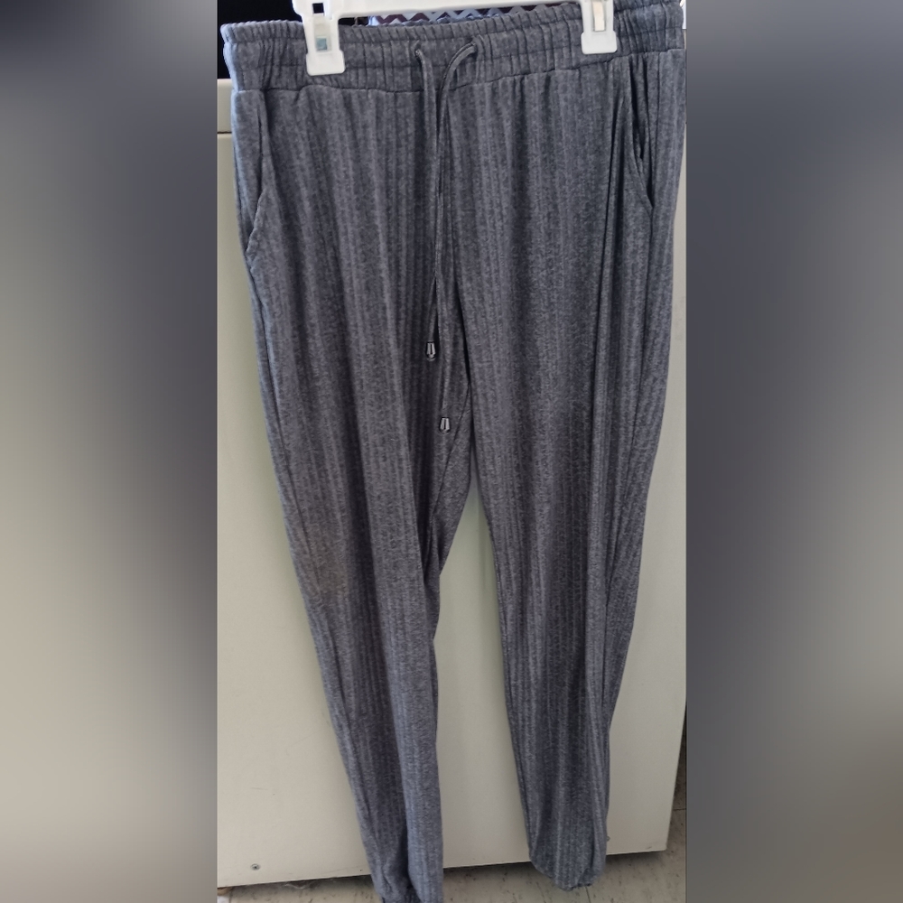 Grey Soft Ribbed Joggers